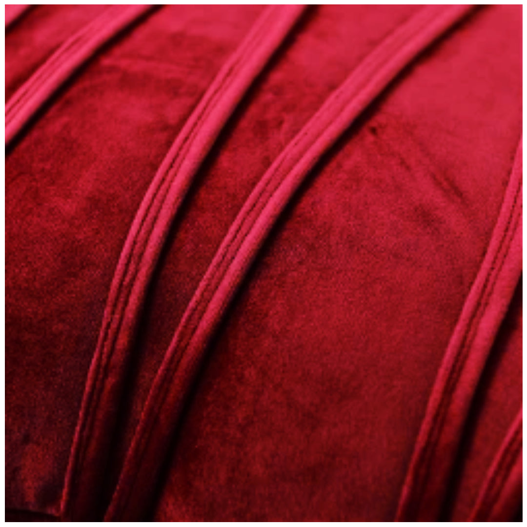 Knotting Home Decorative Striped Throw Pillow Covers  Red Color Soft Solid Velvet Pillow Covers Cushion Case with Zigzag Pattern for Sofa Bedroom