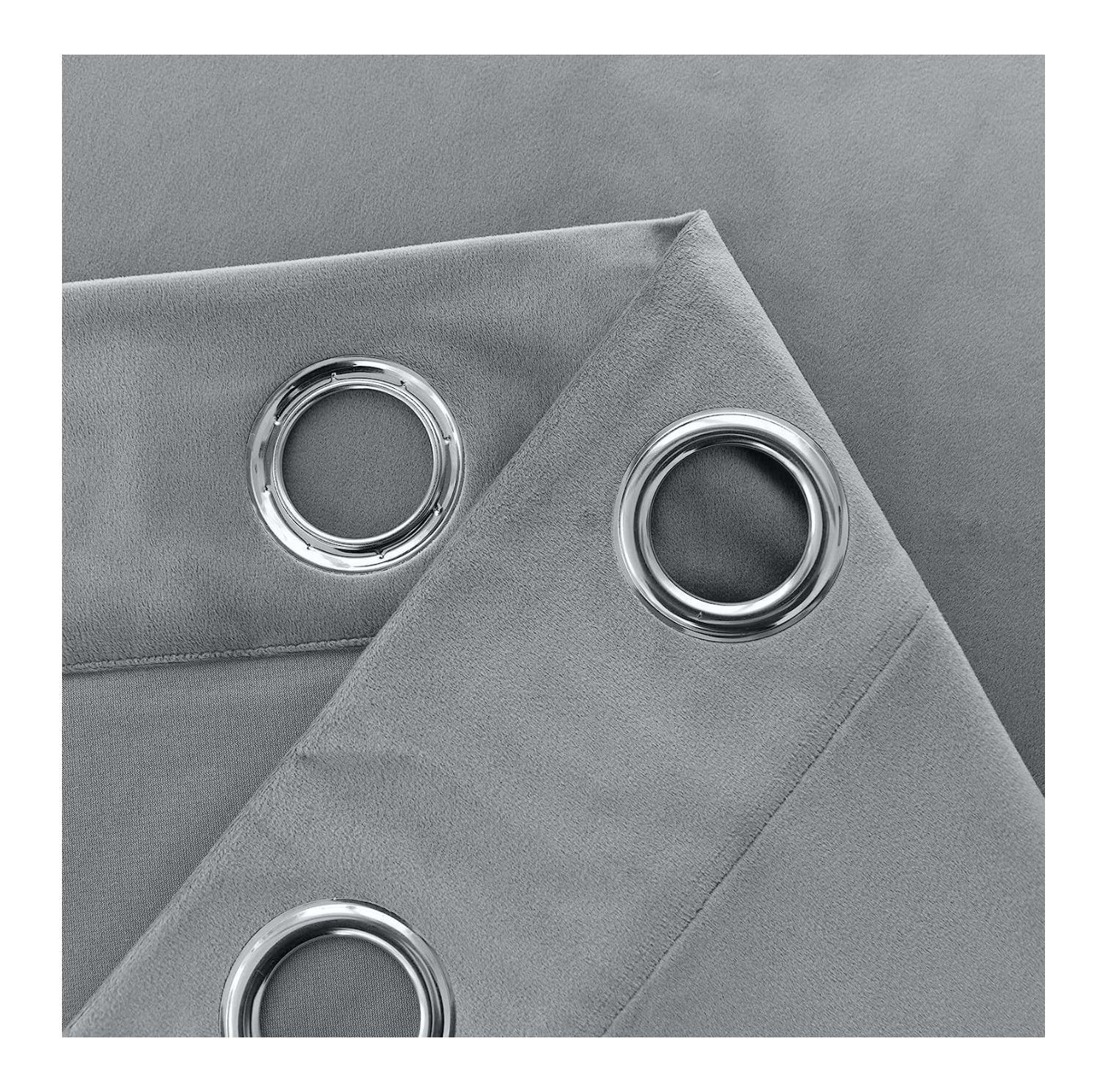 KNOTTING HOME Room Darkening Plain Velvet Eyelet Door Curtains for Living Room ,Bedroom ,Kitchen in Silver Color