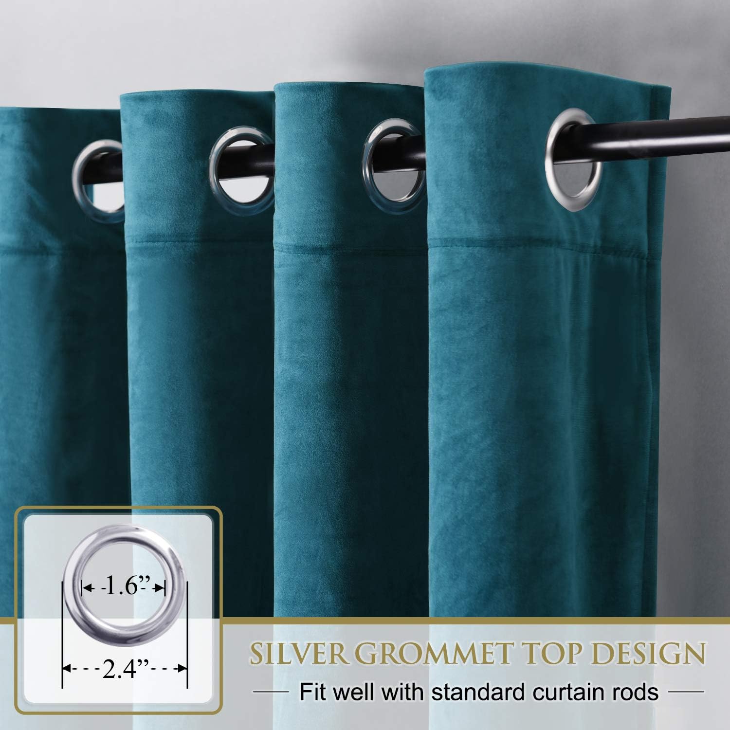 KNOTTING HOME Room Darkening Plain Velvet Eyelet Door Curtains for Living Room ,Bedroom ,Kitchen in Deep teal Color