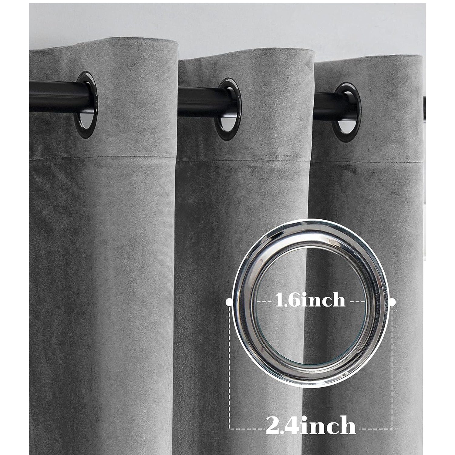 KNOTTING HOME Room Darkening Plain Velvet Eyelet Door Curtains for Living Room ,Bedroom ,Kitchen in Silver Color