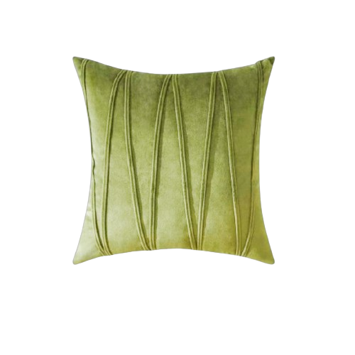 Knotting Home Decorative Striped Throw Pillow Covers Green Color Soft Solid Velvet Pillow Covers Cushion Case with Zigzag Pattern for Sofa Bedroom
