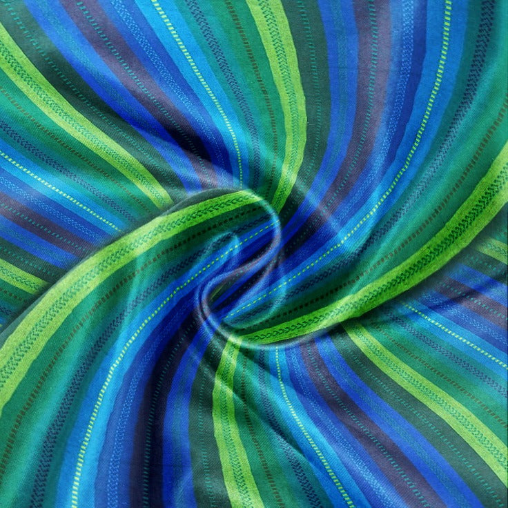 Knotting Home Cotton Salsa Stripe Cushion Cover Blue/Teal Multicolour Large Square Throw Pillow Covers for Sofa Bed Room Living Room or Home Decor