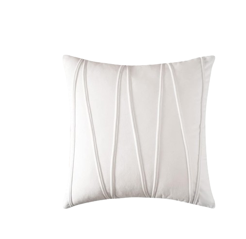 Knotting Home Decorative Striped Throw Pillow Covers White Color Solid Velvet Pillow Covers Cushion Case with Zigzag Pattern for Sofa Bedroom