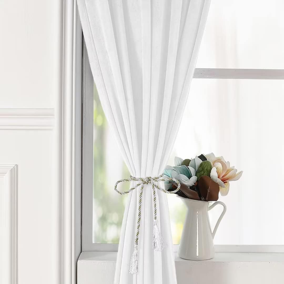 KNOTTING HOME Room Darkening Plain Velvet Eyelet Door Curtains for Living Room ,Bedroom ,Kitchen in White Color