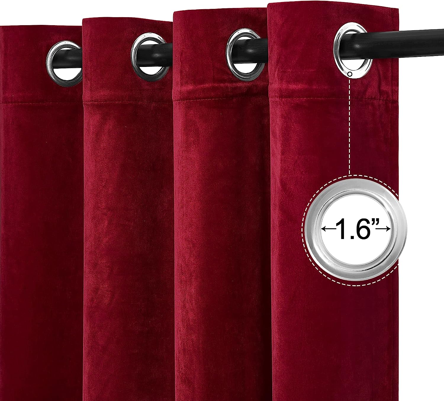 KNOTTING HOME Room Darkening Plain Velvet Eyelet Door Curtains for Living Room ,Bedroom ,Kitchen in Wine Color