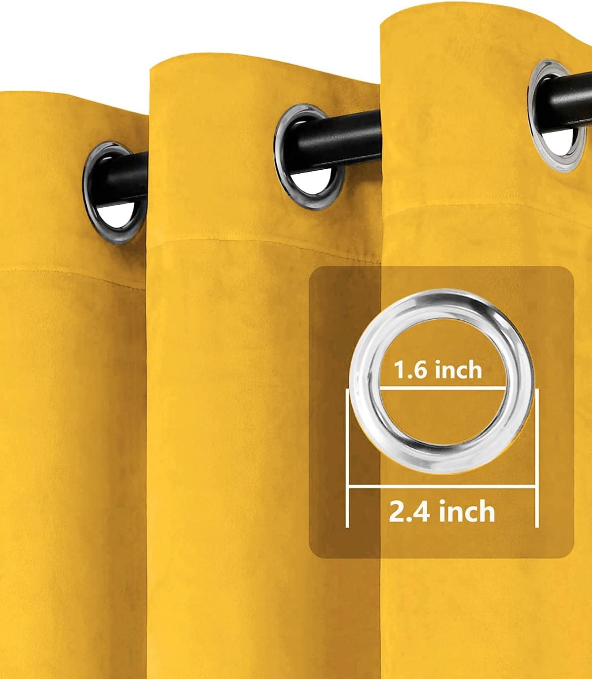 KNOTTING HOME Room Darkening Plain Velvet Eyelet Door Curtains for Living Room ,Bedroom ,Kitchen in Yellow Color