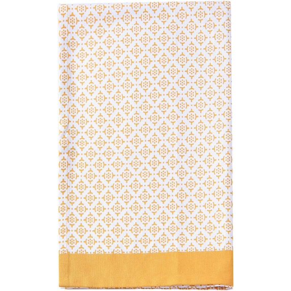 Cotton Kitchen Towels Set of 4 pcs - Absorbent Dish Towels Set |Tea Towels | Geometric Print Yellow Kitchen Dish Towels - Multi Purpose Kitchen Linen,Drying Dish Hand Towels 20x28 inch