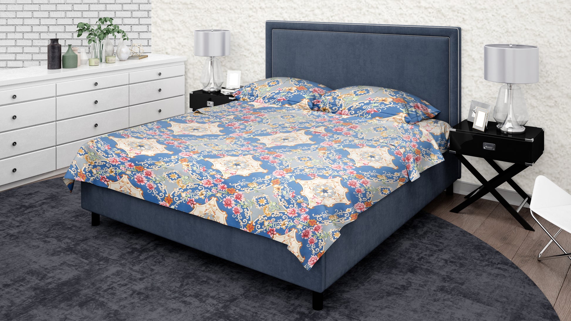 KNOTTING HOME Super Soft Microfiber 120 GSM Bedsheet with Pillow Cover | Printed Bed Sheet Set for Double Bed | Super Soft, Durable Chadar for Bedroom