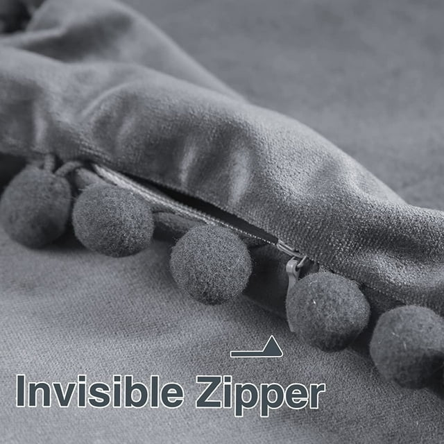 KNOTTING HOME Velvet Plain Throw Pillow Covers for Sofa Living Room grey color